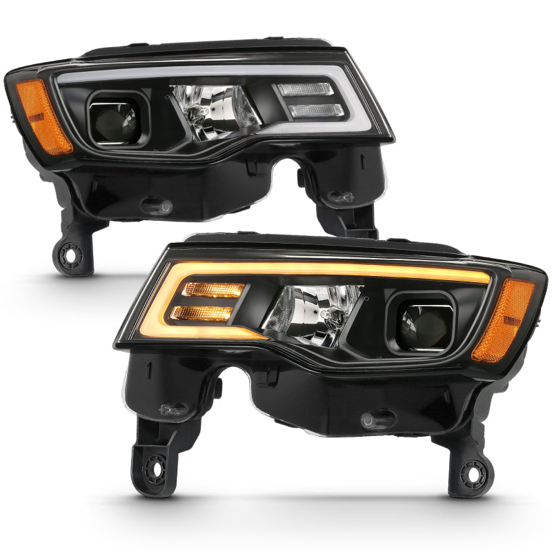 ANZO - Projector Headlights w/ Plank Style Switchback Black w/ Amber - 111418 - MST Motorsports