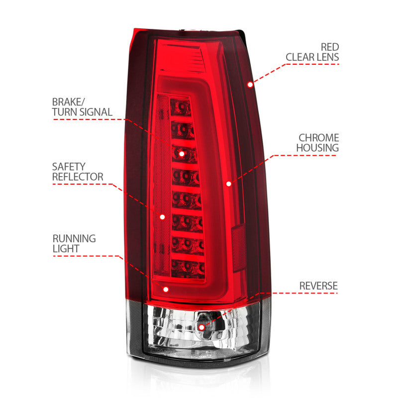 ANZO - Tail Light Assembly; LED; Chrome Housing; Red/Clear Lens; Pair - 311346 - MST Motorsports