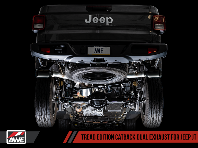 AWE Tuning - AWE Tuning 20-21 Jeep Gladiator JT 3.6L Tread Edition Cat-Back Dual Exhaust - Diamond Black Tip - 3015-33101 - MST Motorsports