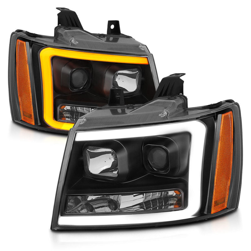 ANZO - Projector Headlights w/ Plank Style Switchback Black w/ Amber - 111402 - MST Motorsports