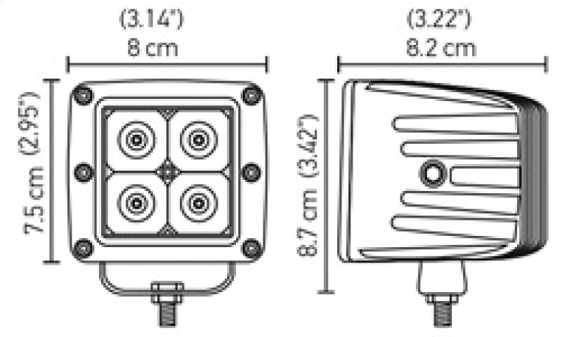 Hella - Hella HVF Cube 4 LED Off Road Kit - 3.1in 2X12W - 357204821 - MST Motorsports