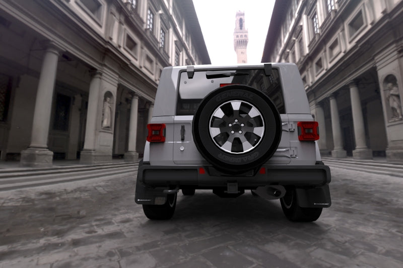 Rally Armor - Rally Armor 18-22 Jeep JL Wrangler Black UR Mud Flap w/ White Logo - MF54-UR-BLK/WH - MST Motorsports