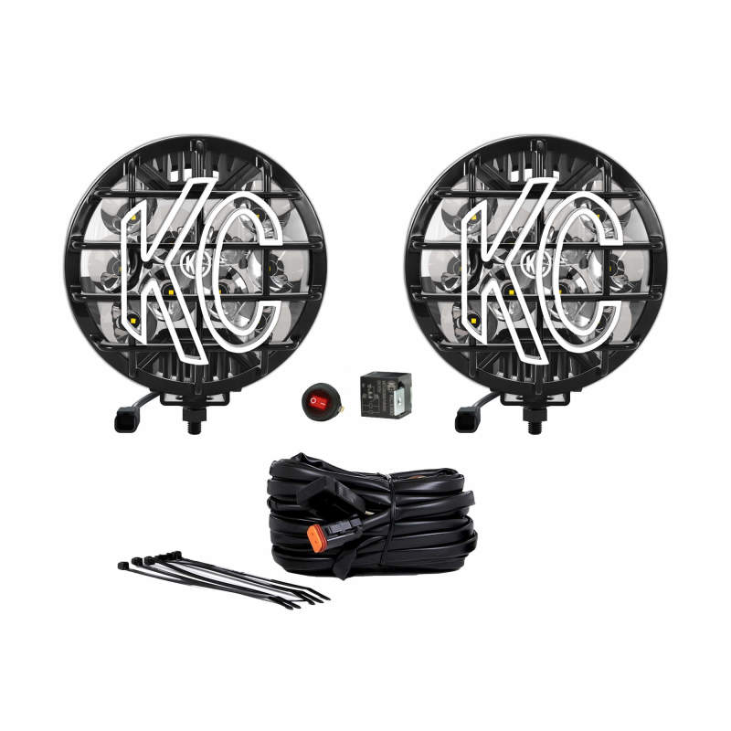 KC HiLiTES - KC HiLiTES SlimLite 6in. LED Light 50w Spot Beam (Pair Pack System) - Black - 100 - MST Motorsports