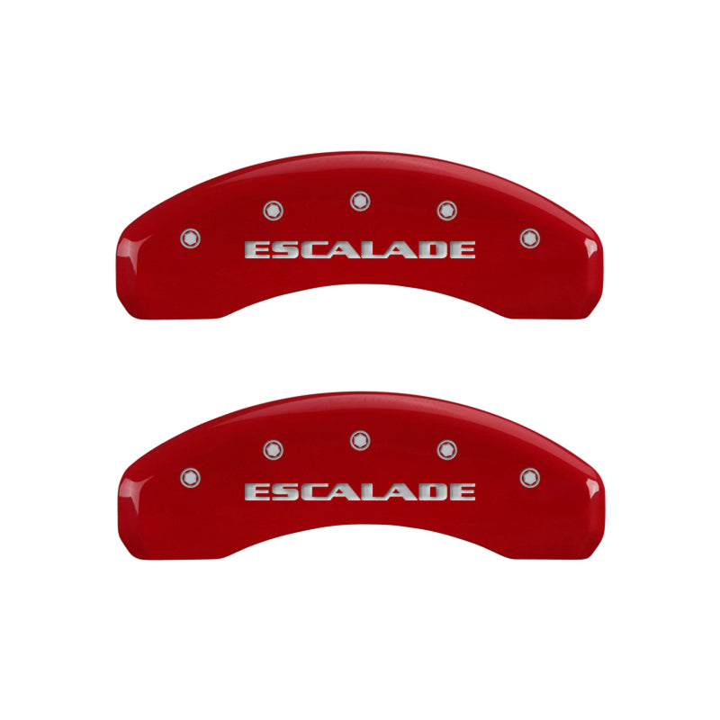 MGP - MGP 4 Caliper Covers Engraved Front & Rear Escalade Red finish silver ch - 35015SESCRD - MST Motorsports