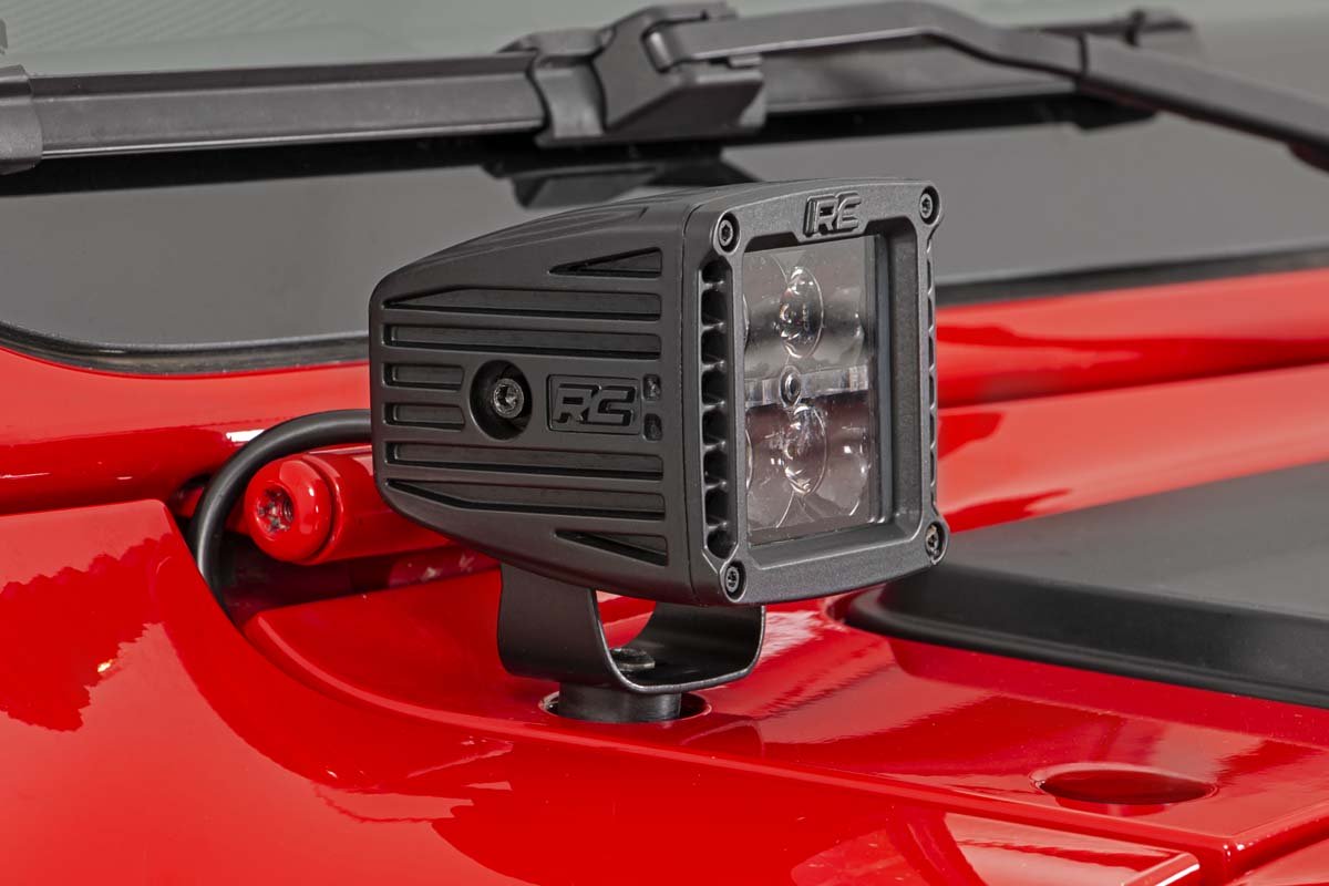 Rough Country - Jeep 2in LED Cube Blk Ser w/White DRL Easy-Mnt Kt (18-20 Wrnglr JL/20 Gladiator) - 70061 - MST Motorsports