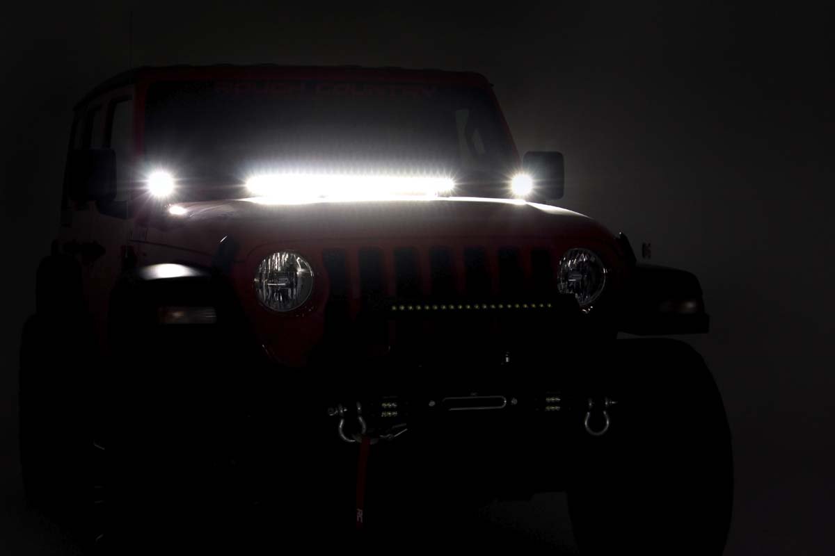 Rough Country - Jeep 2in LED Cube Blk Ser w/White DRL Easy-Mnt Kt (18-20 Wrnglr JL/20 Gladiator) - 70061 - MST Motorsports