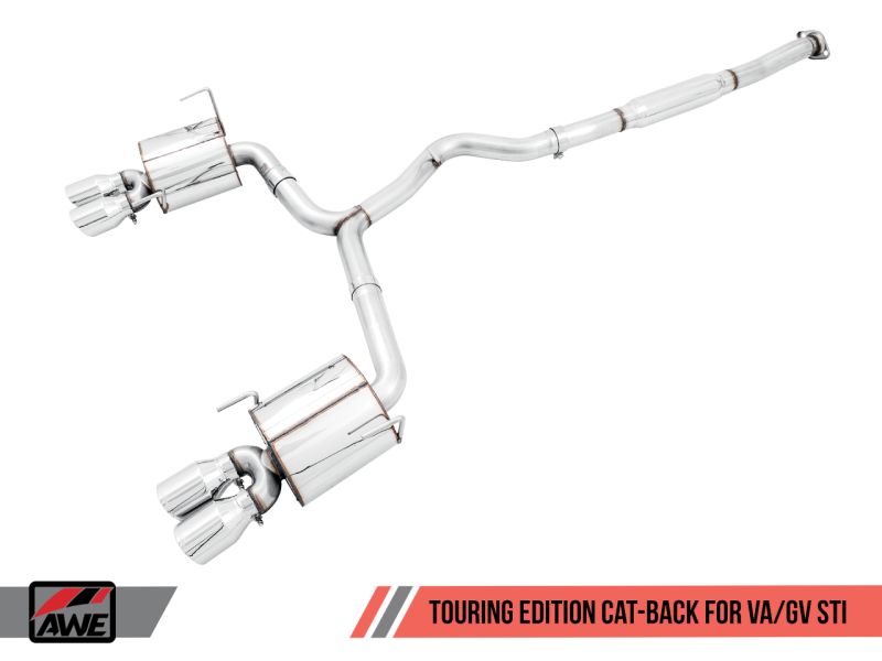 AWE Tuning - AWE Tuning Subaru STI VA / WRX GV / STI GV Sedan Touring Edition Exhaust - Chrome Silver Tip (102mm) - 3015-42104 - MST Motorsports