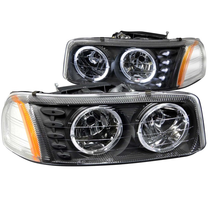 ANZO - Crystal Headlight Set w/Halo; Clear Lens; Black Housing; Pair; w/1 pc. LED; - 111207 - MST Motorsports