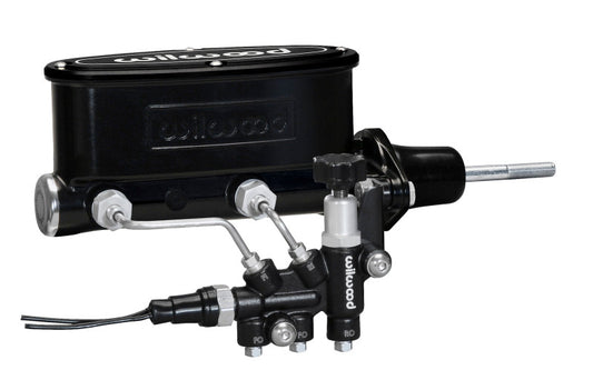 Wilwood - Wilwood HV Tandem M/C Kit w L/H Bracket & Prop Valve - 7/8in Bore Black-W/Pushrod - 261-13271-BK - MST Motorsports