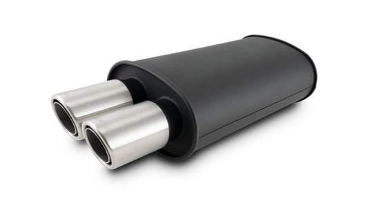 Vibrant - STREETPOWER FLAT BLACK Oval Muffler with Dual 304SS Brushed Tips - 12310 - MST Motorsports