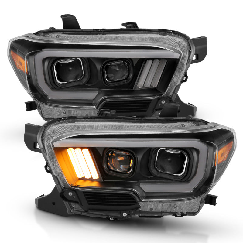 ANZO - Projector Headlights w/ Plank Style Design Black/Amber w/ DRL - 111379 - MST Motorsports