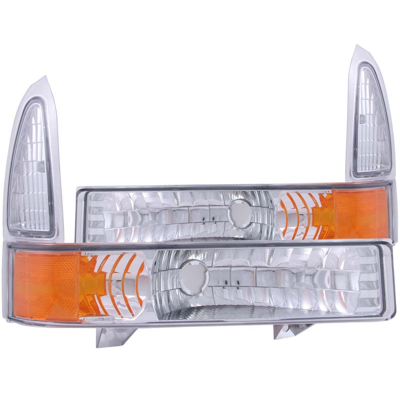 ANZO - Parking Light Assembly; Euro; Clear Lens; Chrome Housing; Amber Reflector; Pair; - 511039 - MST Motorsports