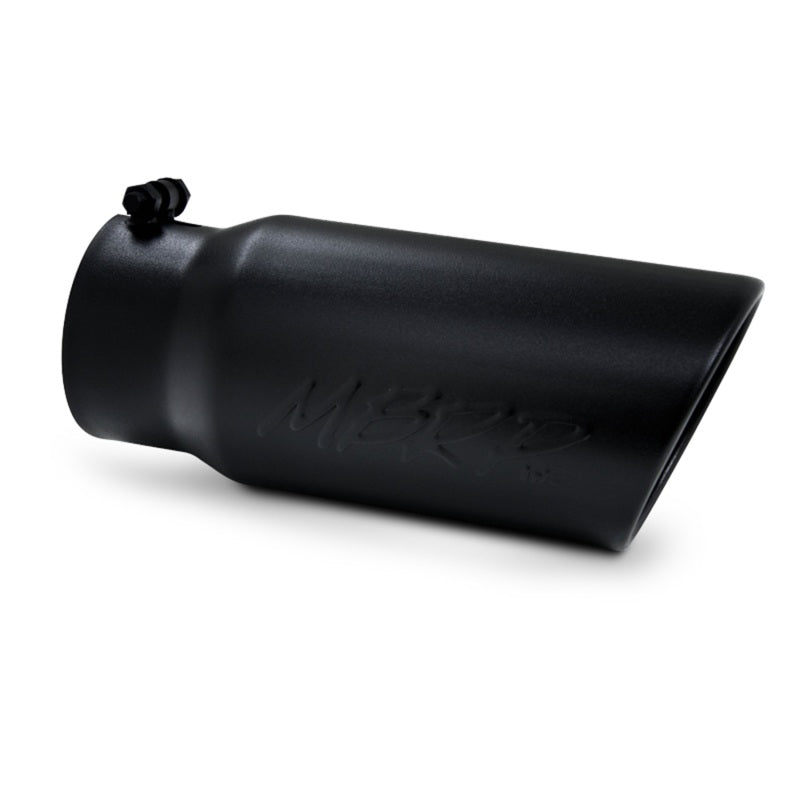 MBRP - Tip; 5in. O.D. Angled Rolled End 4in. inlet 12in. length-Black Coated. - T5051BLK - MST Motorsports