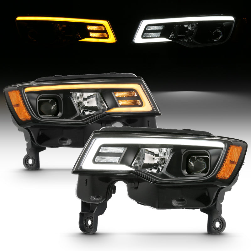 ANZO - Projector Headlights w/ Plank Style Switchback Black w/ Amber - 111418 - MST Motorsports