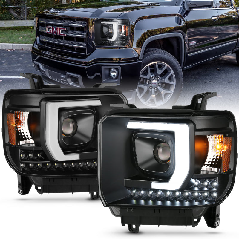 ANZO - Projector Headlights Plank Style Black Housing w/DRL - 111450 - MST Motorsports