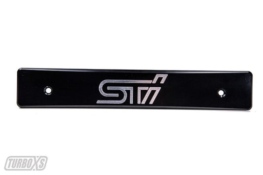 Turbo XS - Turbo XS 15-17 Subaru WRX/STi Billet Aluminum License Plate Delete Black Machined STi Logo - WS15-LPD-BLK-STI - MST Motorsports