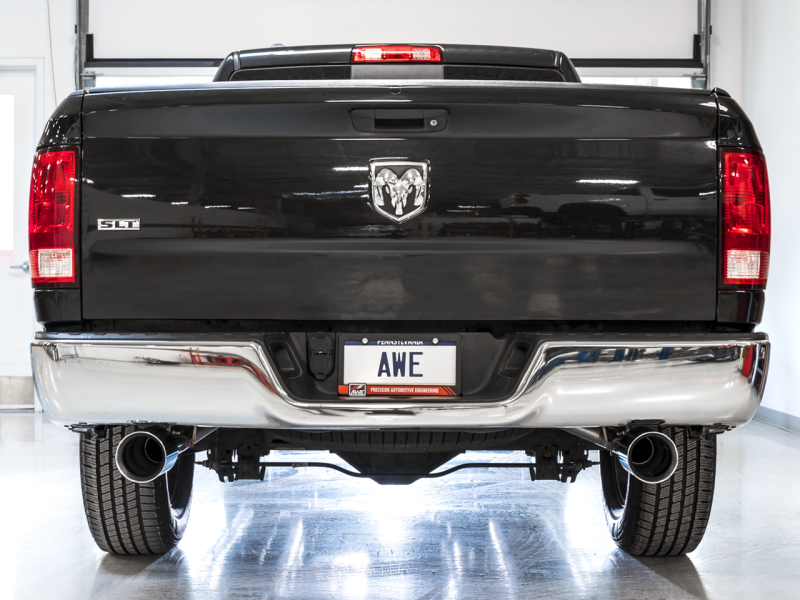 AWE Tuning - AWE Tuning 09-18 RAM 1500 5.7L (w/Cutouts) 0FG Dual Rear Exit Cat-Back Exhaust - Chrome Silver Tips - 3015-32002 - MST Motorsports