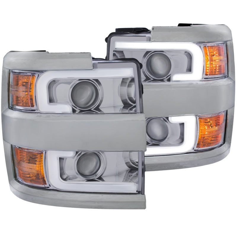 ANZO - Projector Headlights w/ Plank Style Design Chrome w/ Amber - 111360 - MST Motorsports