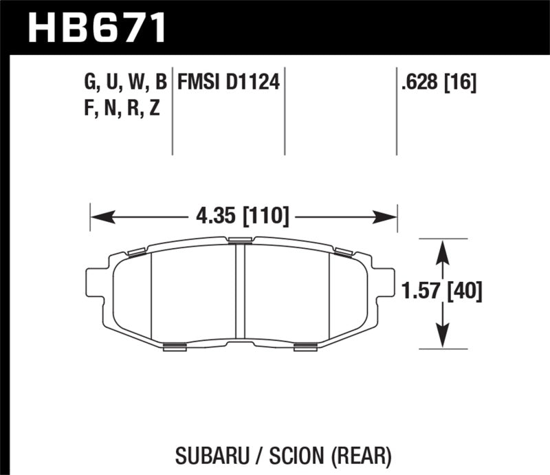 Hawk Performance - Hawk 13 Scion FR-S / 13 Subaru BRZ/10-12 Legacy 2.5 GT/3.6R DTC-30 Race Rear Brake Pads - HB671W.628 - MST Motorsports