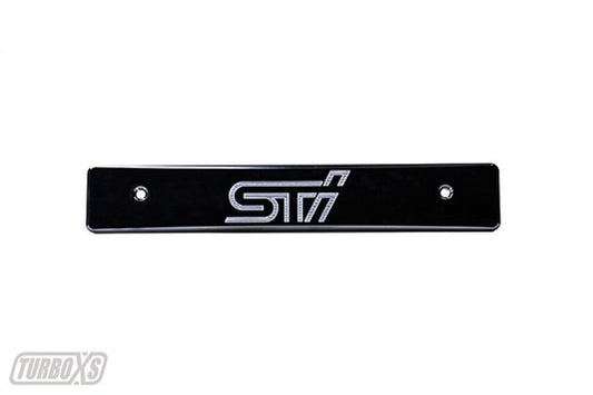 Turbo XS - Turbo XS 08-14 Subaru WRX/STi Billet Aluminum License Plate Delete Black Machined STi Logo - WS08-LPD-BLK-STI - MST Motorsports