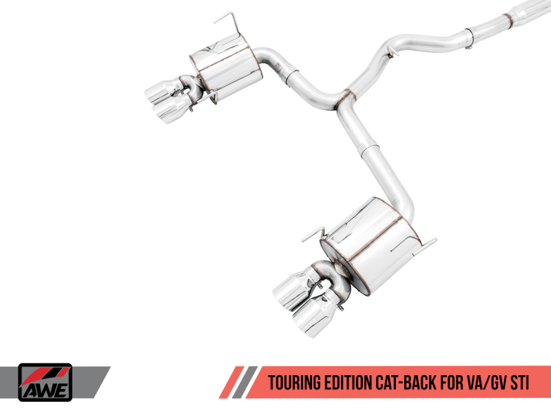 AWE Tuning - AWE Tuning Subaru STI VA / WRX GV / STI GV Sedan Touring Edition Exhaust - Chrome Silver Tip (102mm) - 3015-42104 - MST Motorsports