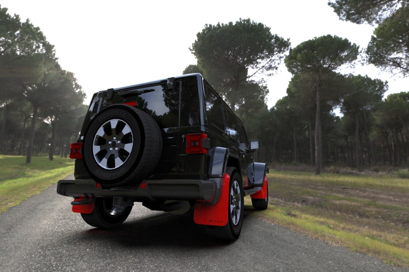 Rally Armor - Rally Armor 18-22 Jeep JL Wrangler Red UR Mud Flap w/ Black Logo - MF54-UR-RD/BLK - MST Motorsports