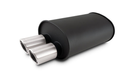 Vibrant - STREETPOWER FLAT BLACK Oval Muffler with Dual 304SS Brushed Tips - 12315 - MST Motorsports