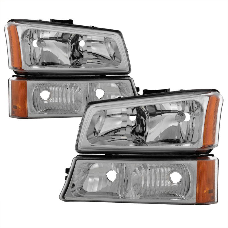 Spyder Auto - Xtune Chevy Silverado 2500HD 03-06 Crystal Headlights w/ Bumper Lights Chrome HD-JH-CSIL03-AM-C-SET - 5064912 - MST Motorsports