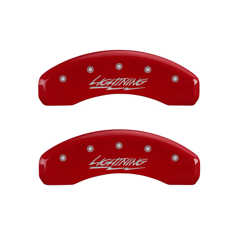 MGP - MGP 4 Caliper Covers Engraved Front & Rear Lightning Red finish silver ch - 10021SLTGRD - MST Motorsports