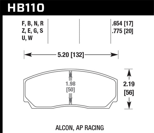 Hawk Performance - Hawk AP Racing CP3307/CP5040-5S4/(Essex) CP5200 (SC250) Caliper Blue 9012 Race Brake Pads - HB110E.654 - MST Motorsports