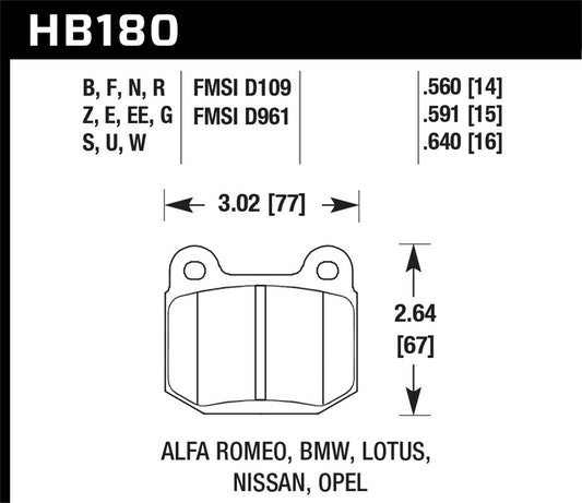 Hawk Performance - Hawk 03-06 Evo / 04-09 STi / 03-07 350z Track DTC-60 Race Rear Pads - HB180G.560 - MST Motorsports