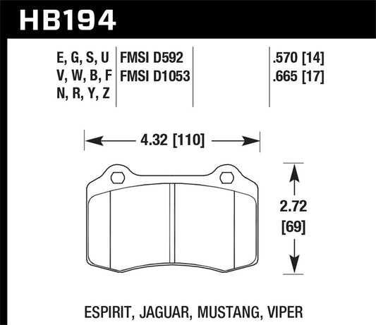 Hawk Performance - Hawk 10-11 Chevy Camaro SS DTC-60 Race Rear Brake Pads - HB194G.570 - MST Motorsports