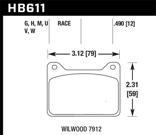 Hawk Performance - Hawk Willwood 7912 DTC-60 Race Brake Pads - HB611G.490 - MST Motorsports