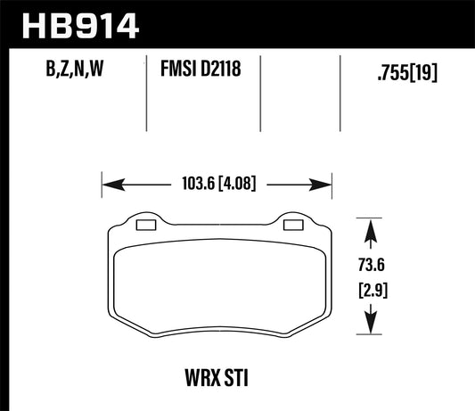 Hawk Performance - Hawk 2018 Subaru WRX STI DTC-30 Rear Brake Pads - HB914W.580 - MST Motorsports