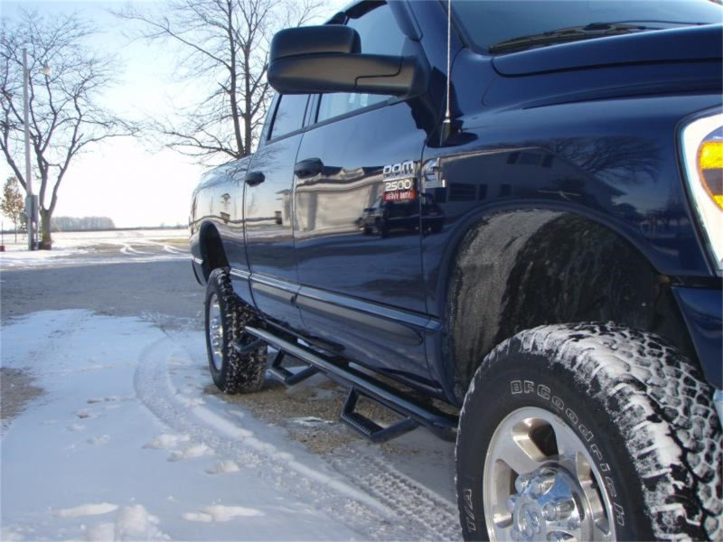 N-Fab - N-Fab Nerf Step 02-08 Dodge Ram 1500/2500/3500 Quad Cab 6.4ft Bed - Gloss Black - Bed Access - 3in - D0289QC-6 - MST Motorsports