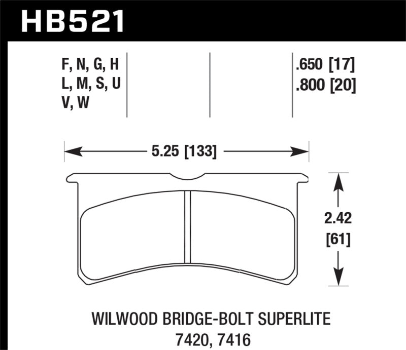 Hawk Performance - Hawk Wilwood Superlite 4/6 Forged DTC-60 Race Brake Pads - HB521G.800 - MST Motorsports