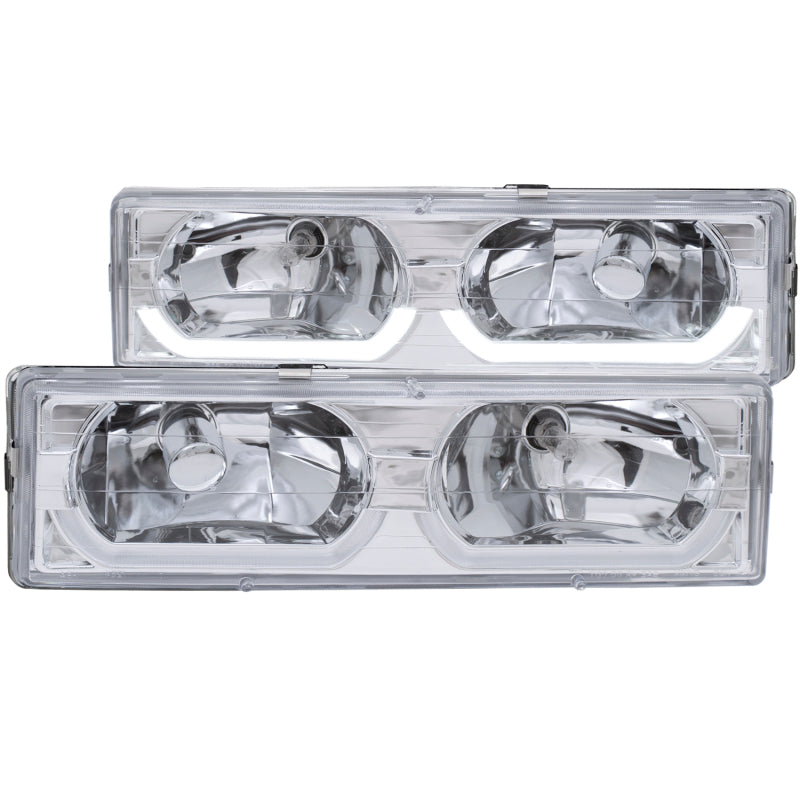 ANZO - Crystal Headlight Set; Clear Lens; Chrome Housing; Pair; w/Low Brow; - 111300 - MST Motorsports