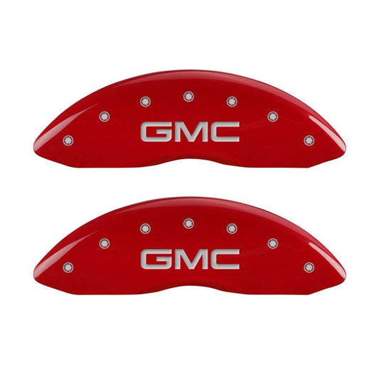 MGP - MGP 4 Caliper Covers Engraved Front & Rear GMC Red finish silver ch - 34208SGMCRD - MST Motorsports