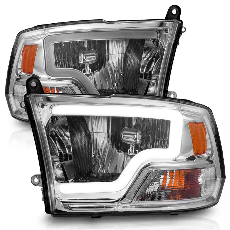 ANZO - Crystal Headlight Set w/ Light Bar Style; Chrome Housing; Clear Lens; Pair - 111516 - MST Motorsports