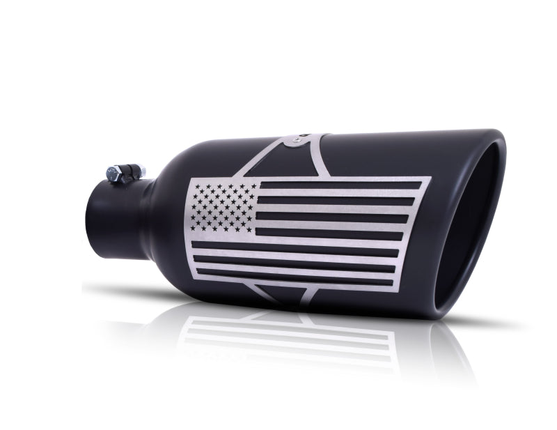 Gibson Performance Exhaust - Patriot Flag Rolled Edge Angle Exhaust Tip; Black Ceramic - 71-1014 - MST Motorsports