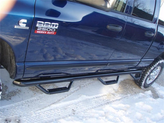 N-Fab - N-Fab Nerf Step 02-08 Dodge Ram 1500/2500/3500 Quad Cab 6.4ft Bed - Gloss Black - Bed Access - 3in - D0289QC-6 - MST Motorsports