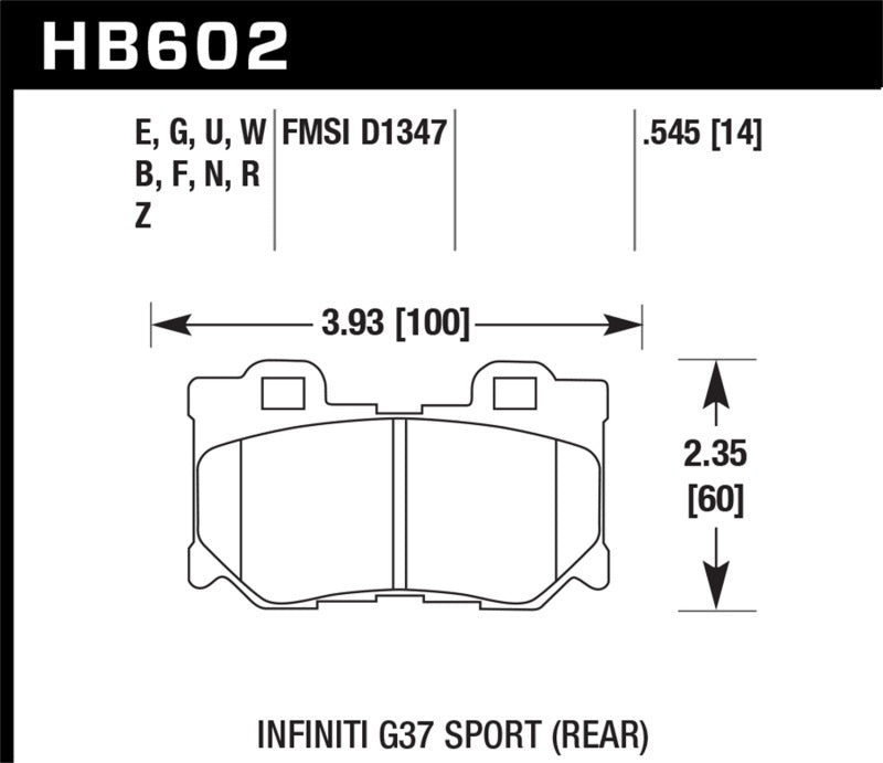 Hawk Performance - Hawk 10-11 Infiniti FX50 / 09-10 G37 / 09-10 Nissan 370Z DTC-60 Race Rear Brake Pads - HB602G.545 - MST Motorsports