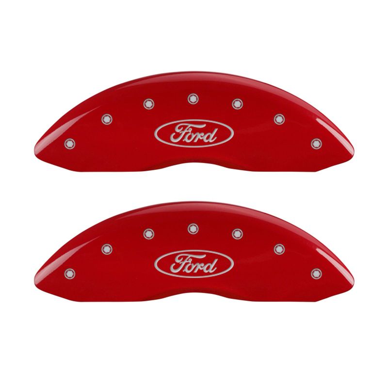 MGP - MGP 4 Caliper Covers Engraved Front & Rear Oval logo/Ford Red finish silver ch - 10219SFRDRD - MST Motorsports