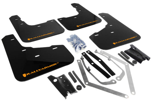 Rally Armor - Rally Armor 13-19 USDM Ford Fiesta ST Black UR Mud Flap w/ Orange Logo - MF29-UR-BLK/OR - MST Motorsports