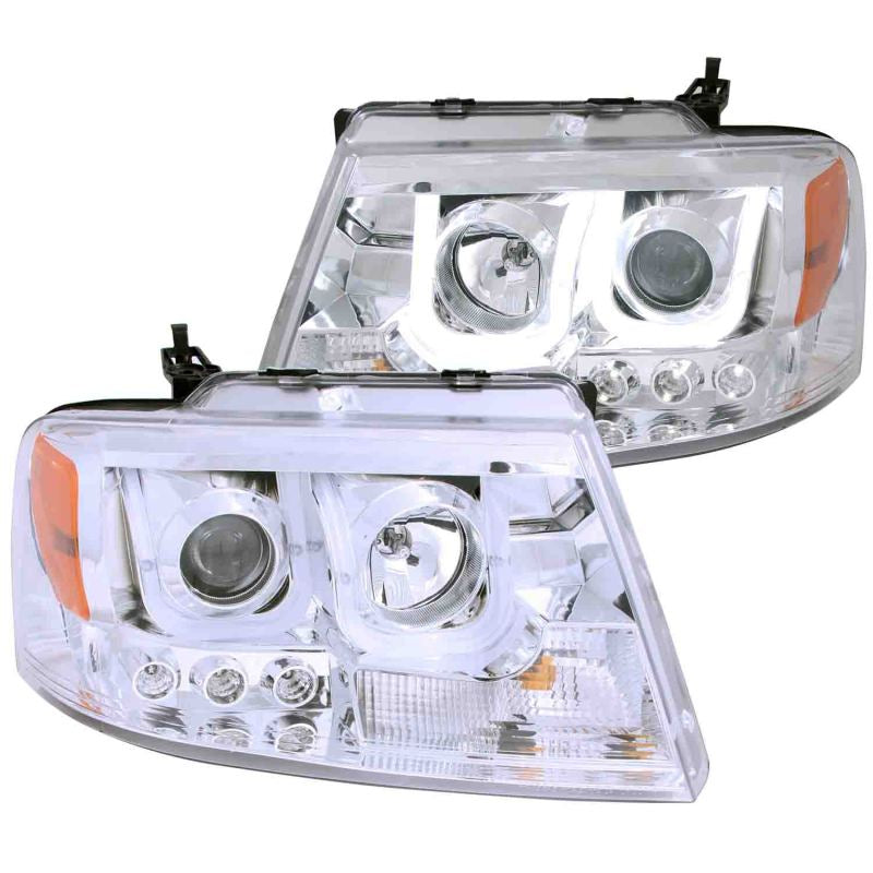 ANZO - Projector Headlight Set; Clear Lens; Chrome Housing; Pair; w/U-Bar; - 111287 - MST Motorsports