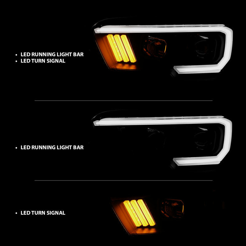 ANZO - Projector Headlights w/ Plank Style Design Black/Amber w/ DRL - 111379 - MST Motorsports