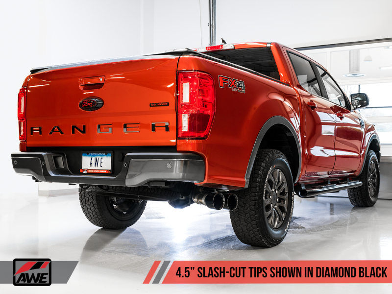 AWE Tuning - AWE Tuning 2019+ Ford Ranger 0FG Performance Exhaust System w/Diamond Black Tips & Rock Guard - 3015-23064 - MST Motorsports