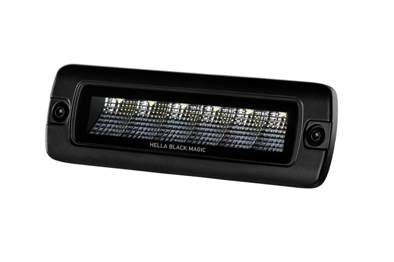 Hella - Hella Universal Black Magic 6 L.E.D. Flush Mount Mini Light Bar - Flood Beam - 358176221 - MST Motorsports