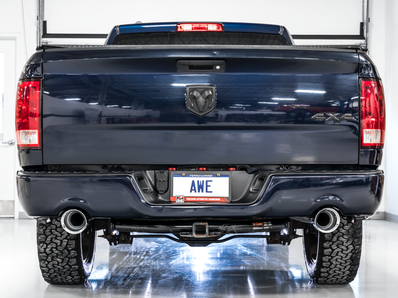 AWE Tuning - AWE Tuning 09-18 RAM 1500 5.7L (w/Cutouts) 0FG Dual Rear Exit Cat-Back Exhaust - Chrome Silver Tips - 3015-32002 - MST Motorsports