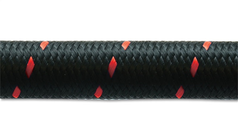 Vibrant - 5ft Roll of Black Red Nylon Braided Flex Hose; AN Size: -12; Hose ID 0.68" - 11992R - MST Motorsports